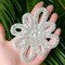 4 Inch Silver Rhinestone Flower Applique Iron On Patch for Garment Decoration